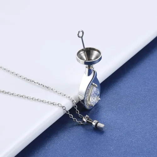 Miniatura 5 de Collar de urna de lágrima para cenizas, plata de ley 925, colgante de cremación azul conmemorativo, collar funerario, regalo de joyería