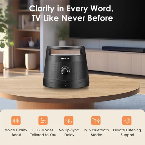 Miniatura 2 de SIMOLIO Altavoces inalámbricos 621D Plus para TV para personas mayores, altavoces de TV Bluetooth para personas con problemas auditivos, ancianos, 3