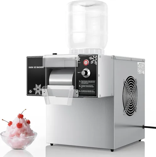 Máquina de hielo de copo de nieve, máquina de hielo afeitado comercial de 176 libras/24 horas, enfriamiento rápido y 9 velocidades ajustables,