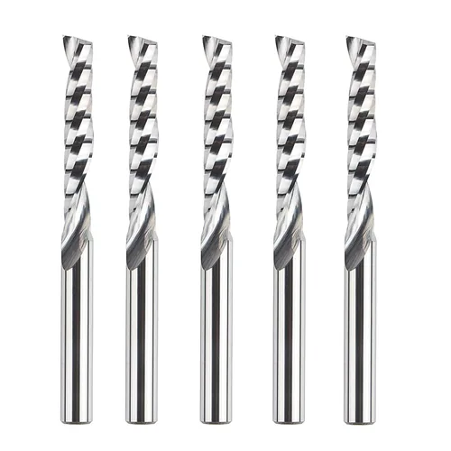 SpeTool Juego de 5 fresas de extremo de flauta O (una sola flauta) vástago de 1/4 pulgadas con longitud de corte de 1-1/2 extra largo 3 pulgadas,
