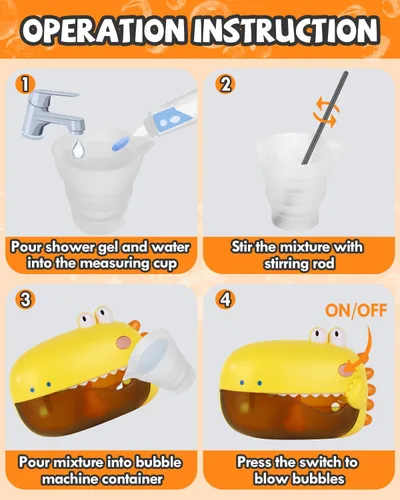 Miniatura 3 de Lehoo Castle Juguetes de Baño para Bebés, Máquina de Burbujas de Baño de Dinosaurio, Juguetes de Baño para Niños de 1-3 Años, Juguetes Automáticos