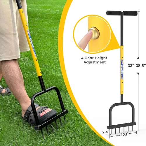 Miniatura 3 de JouZYA Spike Aireador de aire para césped, herramienta de césped con 6 dientes afilados, herramienta de jardinería manual para el cuidado