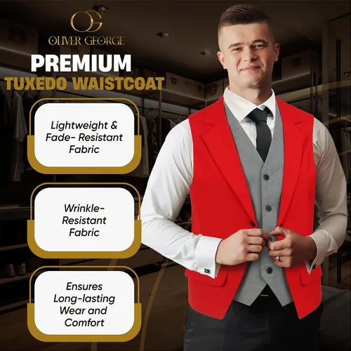 Miniatura 3 de Oliver George Chaleco formal de esmoquin en capas para hombre, chaleco de traje de negocios