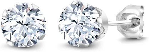 Miniatura 32 de Gem Stone King Aretes redondos de plata de ley 925 con piedra natal de 0.236 in para mujer