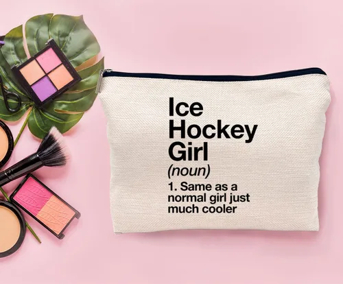 Miniatura 3 de Frases inspiradoras, definición de hockey sobre hielo, deportes, hockey sobre hielo, bolsa de maquillaje para niña, estuche con cremallera