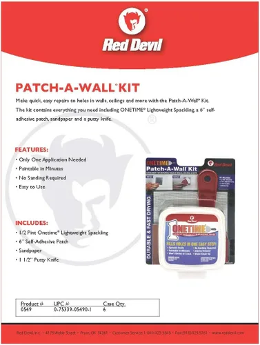 Miniatura 5 de Red Devil 0549 ONETIME - Kit de pared ligero Spackling Patch-A-Pared, 1/2 pinta, fabricado en Estados Unidos