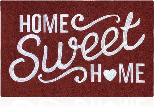 Miniatura 21 de Alfombra de bienvenida para puerta para interiores y exteriores, con parte trasera de goma antideslizante, “Home Sweet Home”, absorbe el barro