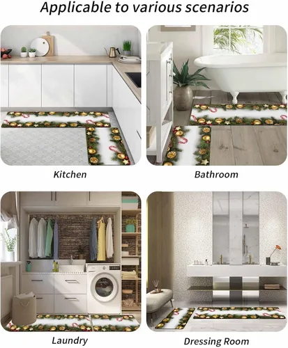 Miniatura 6 de Tapete de baño de Navidad para bañera, antideslizante, de secado rápido y absorbente, tierra de diatomeas, fregadero, dormitorio, cocina, lavable