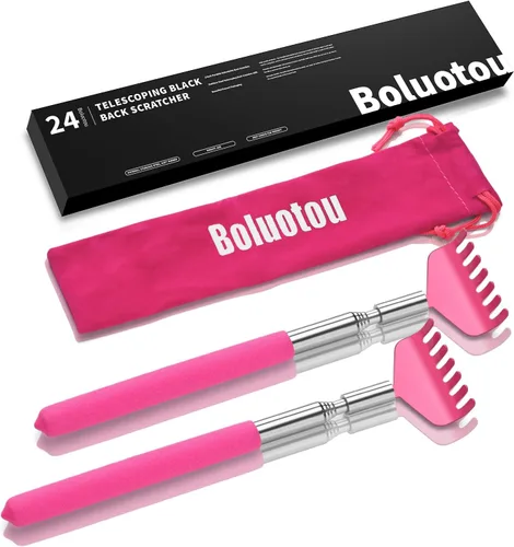 Miniatura 9 de Kuvvfe Paquete de 2 rascadores de espalda extensibles portátiles, rascador de espalda telescópico de acero inoxidable con hermoso embalaje de regalo