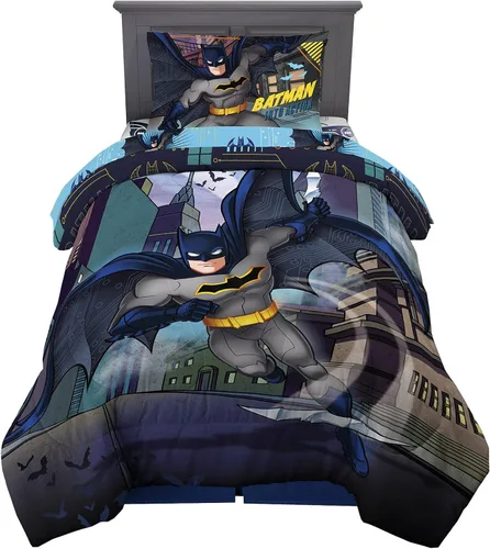 Miniatura 47 de Franco Ropa de cama súper suave para niños, juego de edredón y sábanas, 5 piezas, tamaño completo, Batman