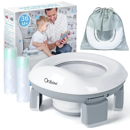 Miniatura 10 de Orzbow Inodoro portátil de entrenamiento para ir al baño, asiento de viaje para niños y niñas con protector contra salpicaduras, artículos Azul