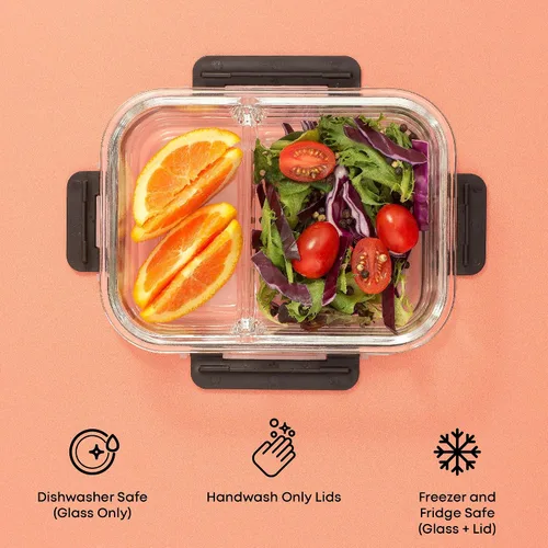Miniatura 7 de JoyJolt Contenedores divididos para almacenamiento de alimentos con tapas herméticas. Paquete de 5 recipientes de vidrio para preparación