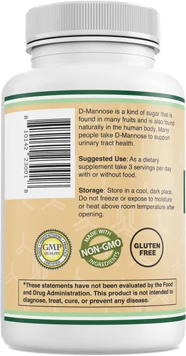 Miniatura 5 de Double Wood Supplements D Manosa 500mg Cápsulas, 90