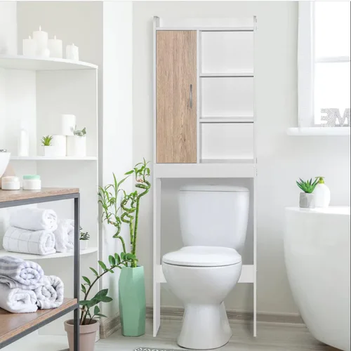 Miniatura 2 de Woodpeckers Furniture And Mattress Ace Over The - Estante de almacenamiento para inodoro (blanco + roble natural)