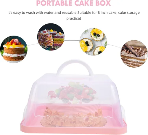 Miniatura 9 de LIFKOME Contenedor cuadrado de almacenamiento para tartas, caja de macarrones con asa de bloqueo para tartas, contenedor de almacenamiento cuadrado