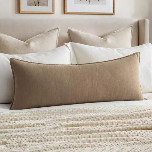 Miniatura 15 de MIULEE Fundas de almohada decorativas de lino de 12 x 20 pulgadas, almohadas neutras bohemias de cenizas azules para cama, paquete de 1 funda
