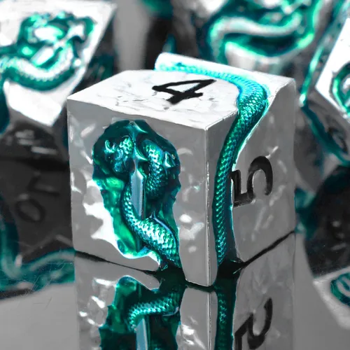 Miniatura 13 de Rule Dice Dados D&D de 7 Dados de Metal DND, Juego de Dados Metálicos Ponderados de Calabozos y Dragones, Juegos de Dados Poliédricos D y D Grandes