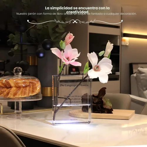 Miniatura 2 de Alpharan Florero de libro para decoración del hogar, florero artístico y cultural, florero decorativo de acrílico transparente para el hogar
