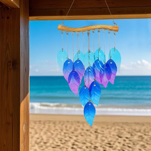 Miniatura 7 de Campanillas de viento de pez de cristal marino para exteriores, campanillas de viento únicas para exteriores, patio, playa, decoración de jardín