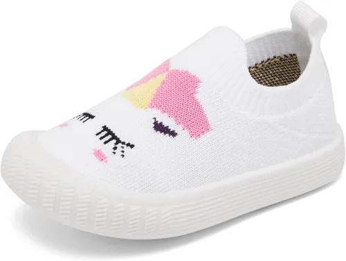 Tianohoh Zapatos deportivos para niños y niñas, zapatos casuales para caminar, transpirables, ligeros, de malla, sin cordones, mocasines para