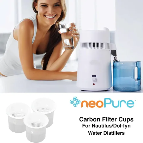 Miniatura 4 de Neo-Pure NP-PFC101 - Vasos de filtro de carbono Paquete de 6 unidades de repuesto para destiladores de agua Nautilus/Dol-fyn Reduce eficazmente