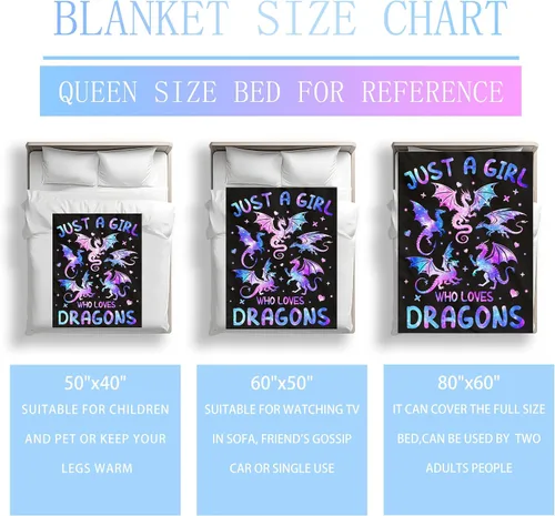 Miniatura 7 de Manta de dragón de franela suave, regalo para niñas y mujeres, manta de dragón para amantes de los dragones, regalos de cumpleaños, decoración