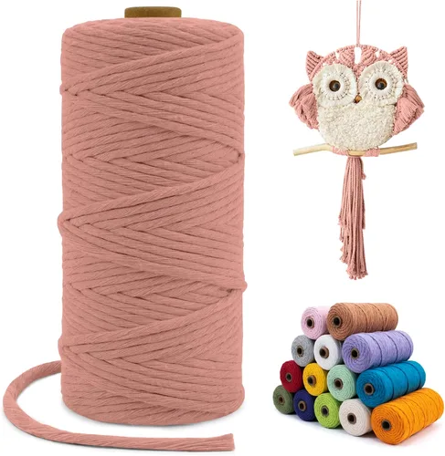 Miniatura 70 de Cuerda de macramé de una sola hebra de 0.197 in x 110 yardas, cuerda de macramé de algodón natural de 0.197 in, cuerda de algodón grueso para colgar