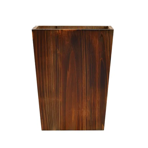 Miniatura 6 de Farmlyn Creek Juego de 2 botes de basura de madera de estilo rústico – Contenedores cuadrados de granja con asas para el hogar u oficina