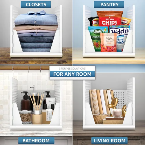 Miniatura 4 de Sorbus Cestas organizadoras apilables para estantes, organizador de armario de plástico para ropa, despensa, baño, cocina y garaje, contenedores