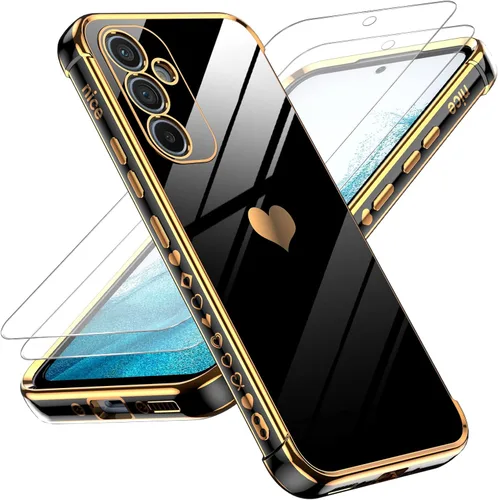 Miniatura 75 de LeYi for Moto G 5G 2025 Case: with Tempered Glass Screen Protector [2 Pcs]+ Full Camera Lens Protection,Love Heart Plating Cute Luxury Soft TPU