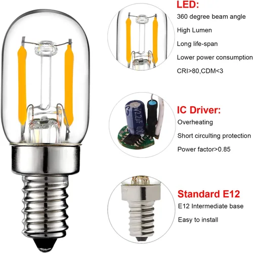 Miniatura 4 de LiteHistory E12 1 vatio igual 15w bombillas de luz nocturna 150lm lámpara de sal del Himalaya bombilla 2700K t22 t7 bombilla LED paquete de 2