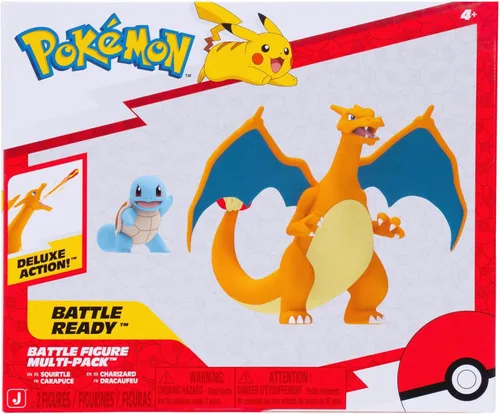 Pokémon Paquete de Batalla de Fuego y Agua – Incluye figuras de acción Charizard de 4.5 pulgadas con acción de llama y figuras de acción de Squirtle