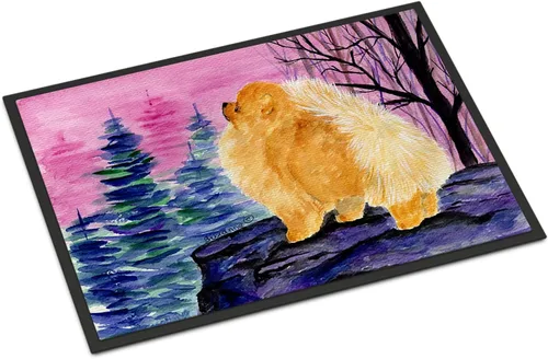Caroline's Treasures SS8606MAT - Felpudo Pomerania de 18 x 27 pulgadas, para interiores y exteriores, para entrada, antideslizante, lavable, de pelo