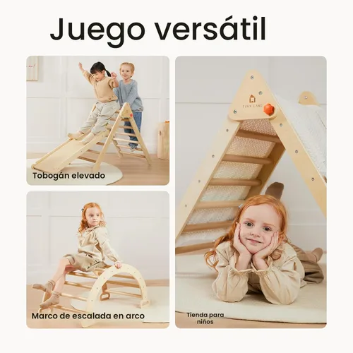 Miniatura 3 de Tiny Land Juego de Triángulo Pikler, Juego de Juguetes de Escalada de Triángulo Pikler Plegable 7 en 1 para Niños, Parque Infantil