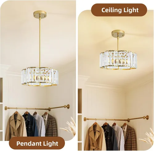 Miniatura 7 de Candelabro pequeño de cristal dorado, lámpara moderna de 3 luces para comedor sobre la mesa, accesorio de iluminación redondo para pasillo