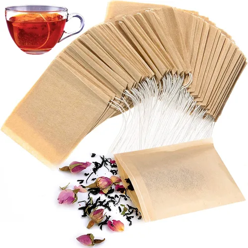 Angooni 300 bolsas de filtro de té desechables con cordón | 100% naturales y seguras bolsas de té de hojas sueltas vacías, capacidad de 1 taza