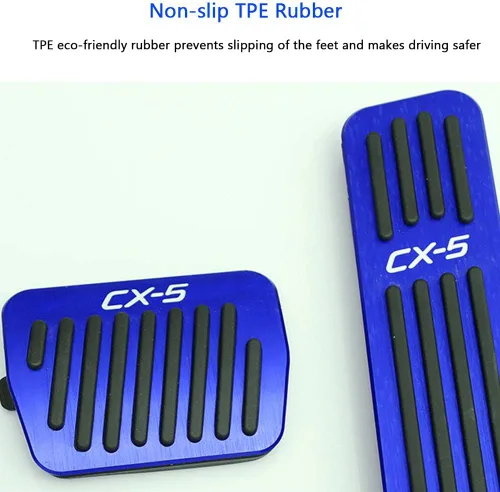 Miniatura 4 de BOYUER Juego de 3 almohadillas antideslizantes para pedal de acelerador de gas de freno de aluminio sin taladrar para Mazda CX-5 2013-2025 (azul)