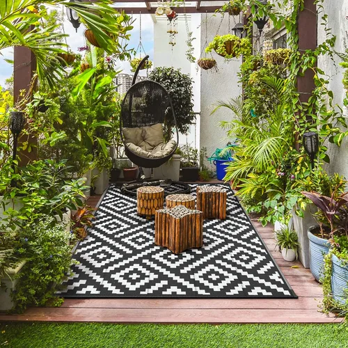 Miniatura 3 de GENIMO - Tapete de exterior para patio, 6 x 9 pies, impermeable, reversible, de plástico, para campamento, caravana, terraza, porche, cámper