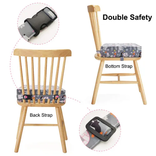 Miniatura 7 de Cojín elevador Sunmall para silla, portátil, desmontable, ajustable, para sillas de bebés o niños, cojín grueso elevador para niños o bebés, lavable