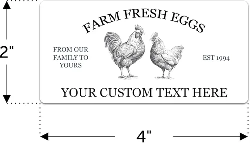 Miniatura 2 de Etiquetas adhesivas personalizables para cajas de huevos de pollo Tamaños de 2" Etiquetas de embalaje personalizadas para huevos frescos