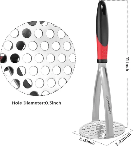 Miniatura 7 de Joyoldelf Machacador de patatas resistente, herramienta de cocina integrada de acero inoxidable y triturador de alimentos/triturador de patatas
