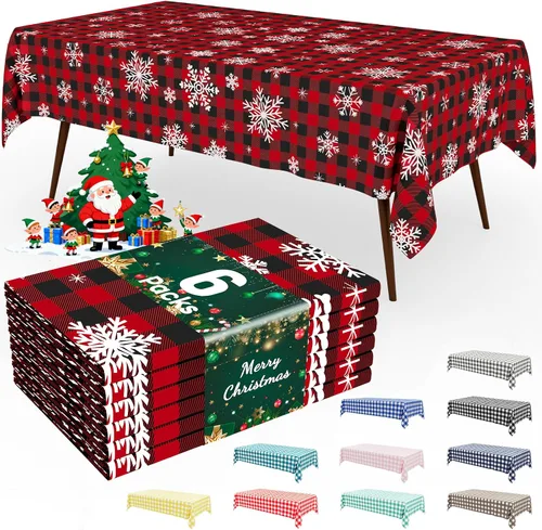 Miniatura 80 de Smiry Paquete de 3 Manteles Desechables de Cuadros Gingham Color Caqui - 54" x 72" Mantel de Plástico de Servicio Pesado, Cubiertas de Mesa
