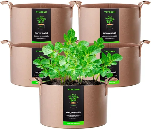 Miniatura 14 de VIVOSUN - Paquete de 5, 1 galón, bolsas para cultivar de tela no tejida gruesa resistente con asas Negro