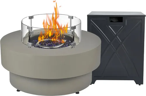 Miniatura 12 de Fogata de propano para exteriores de 32 pulgadas con cubierta de tanque de 20 libras, fogatas de propano de 50,000 BTU para patio exterior con tapa