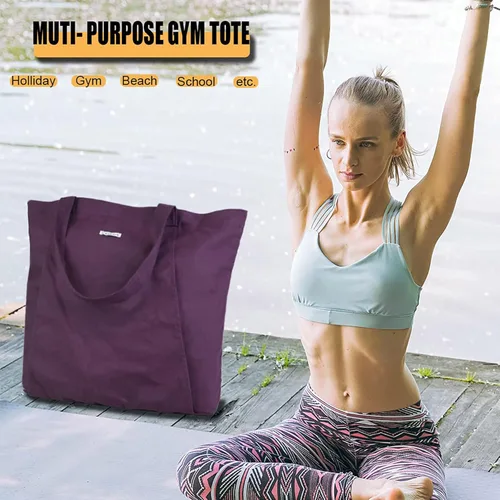 Miniatura 6 de Bolsas de yoga Cwokarb para mujeres con bolsas para esteras de yoga, tote de lona para pilates, bandolera para el hombro, para viajes, oficina