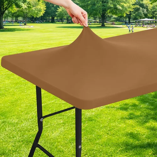 Miniatura 23 de Moosfor Mantel rectangular de elastano de 4 pies, manteles elásticos ajustables para pícnic, funda elástica y lavable para mesa de patio para Azul