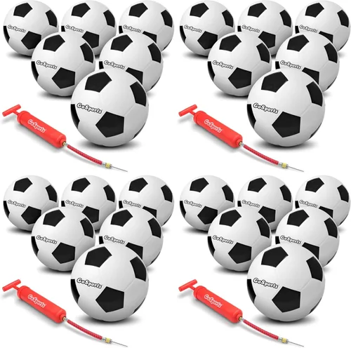 GoSports Playground Soccer Balls 6 Pack - Durable Rubber for Play on Any Surface, Includes Ball Pump & Carry Bag