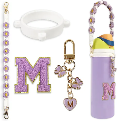 Miniatura 52 de Lindo juego de dijes de letras compatible con botella de agua Owala de 24 oz, 32 oz, 40 oz, Owala Kids, vaso térmico de café Owala, Owala FreeSip