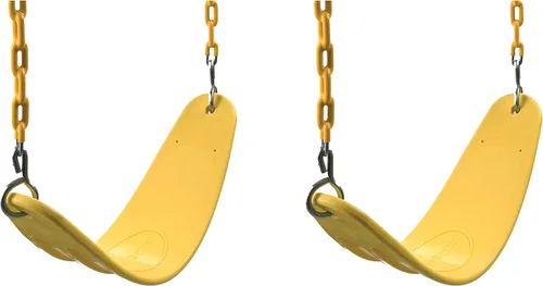 Swing-N-Slide WS 4772 - Juego de asiento de columpio de alta resistencia para exteriores con cadenas revestidas y eslabones rápidos, color amarillo,