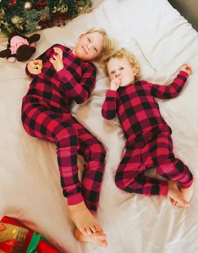 Miniatura 3 de VAENAIT BABY Infant Toddler Kids Adult Couple Family Matching Women Men Christmas Pjs Xmas Holiday Buffalo Plaid Pajama Set